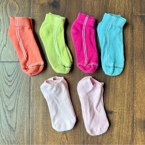 6 Pairs Ultra Plush Neon Ankle Low Cut Sock Set in Pink, Blue, Orange and Lime